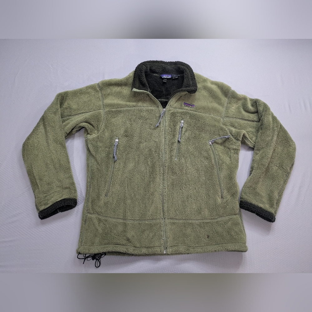 Vtg Patagonia Regulator R4 Polartec High Pile Fleece Jacket USA Zip Green Sz L